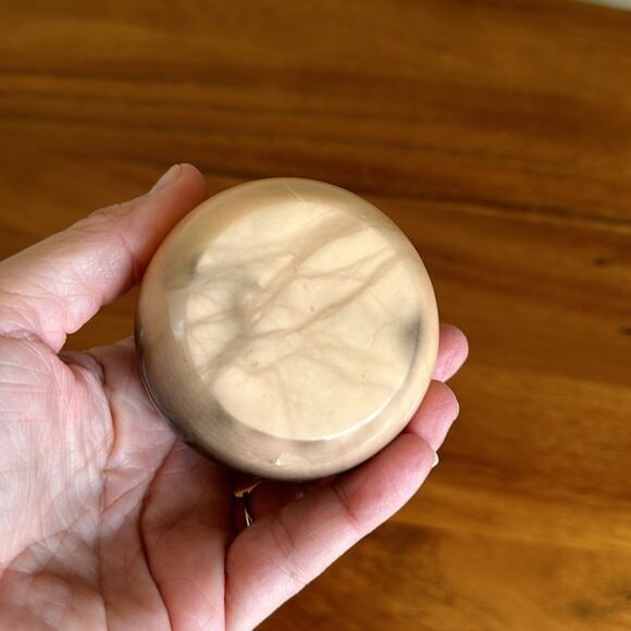 Floral black and peach trinket‎ pill box hinged vintage heavy - Picture 5 of 5